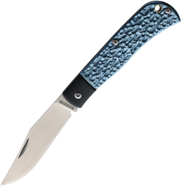 Rough Rider Slip Joint Blue Folding Knife 3" satin finish VG-10 stainless clip point blade Blue and black textured aluminum handle - Rough Rider Knives