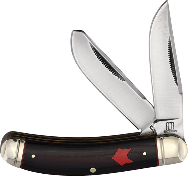 Rough Rider Sowbelly Black/Red Trapper Knife 3.75in Closed Satin Stainless Clip/Spey Blades Black/Red Micarta Handle  KB302R-2 - Rough Rider Knives