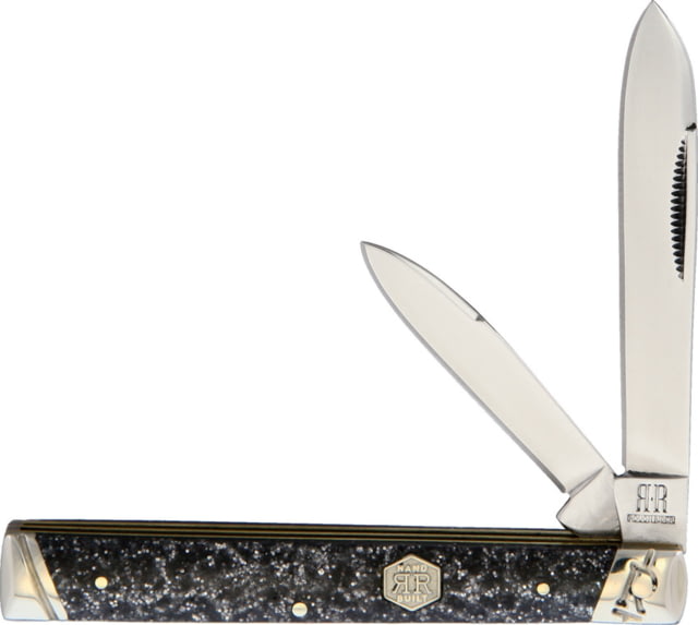 Rough Ryder Sparkle Doctors Knife Folding Knife Mirror finish stainless spear and pen blades Black and silver glitter synthetic handle KB214-C - Rough Ryder