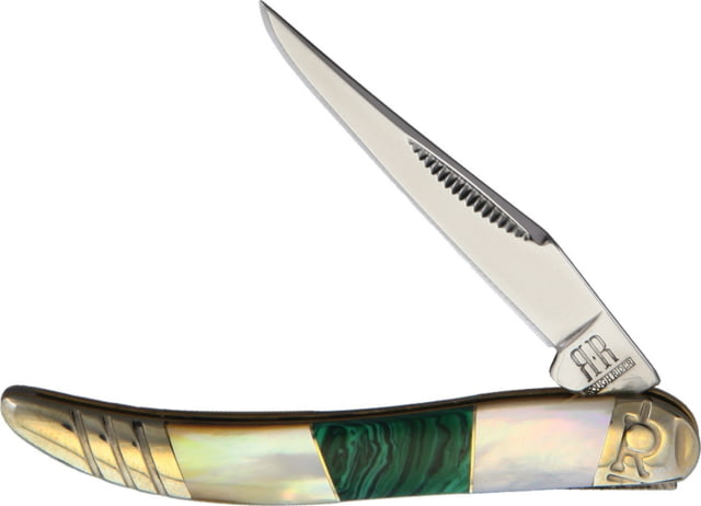 Rough Rider Stoneworx Toothpick Stoneworx Series Folding Knife Mirror finish stainless long clip blade Malachite and pearl handle KB106R /