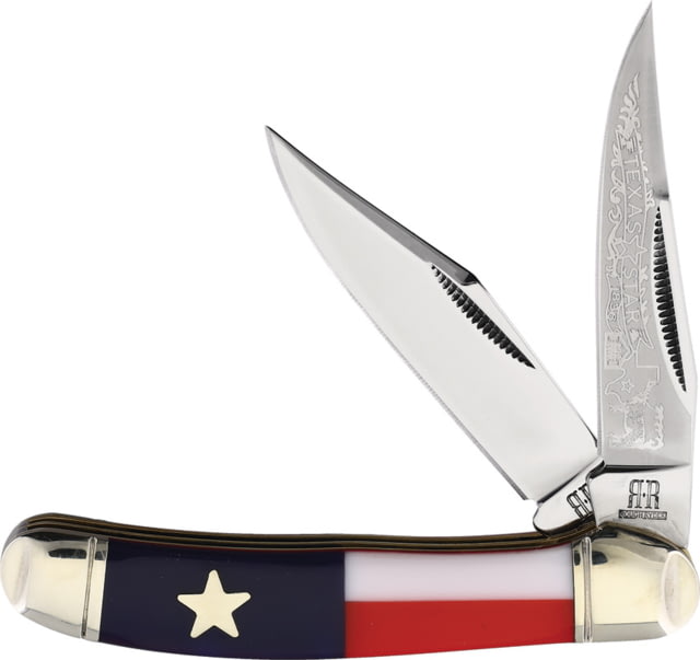 Rough Rider Texas Star Copperhead Knife 3.75in Closed Clip/Skinner Blades Red/White/Blue Plastic Handle  KB207 - Rough Rider Knives