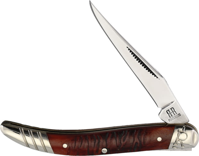 Rough Ryder Tiger Tiny Toothpick Folding Knife Mirror finish stainless long clip blade Tiger striped jigged bone handle  / KB106R - Rough Ryder