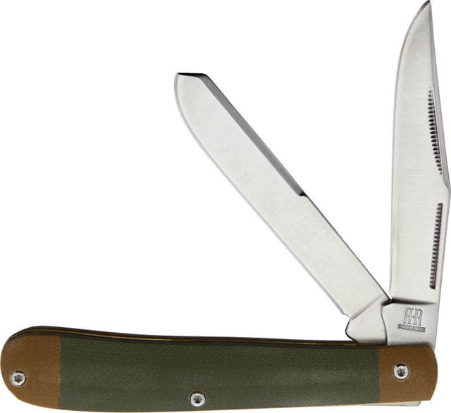 Rough Ryder Trapper Green G10 Classic G10 Series Folding Knife Satin finish stainless clip and spey blades Green and tan G10 handle  KB201R - Rough Ryder
