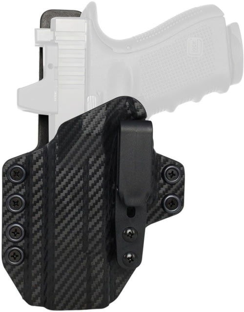 Rounded Springfield Armory Hellcat Left Hand Tuckable KYDEX Leather Hybrid Holster Carbon Fiber - Rounded