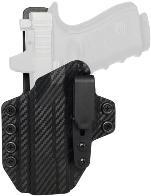 Rounded Tuckable KYDEX Leather Hybrid Holster Glock Left Hand Carbon Fiber - Rounded