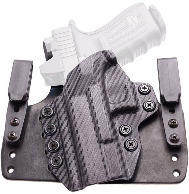 Rounded Wide KYDEX Leather Hybrid Holster Springfield Armory Hellcat Left Hand Carbon Fiber - Rounded