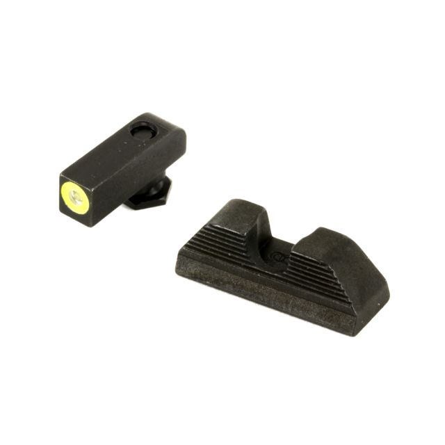 Ameriglo Glock 42 and 43 Front Serrated Round Notch Rear Sight, Green Tritium LimeGreenLumi Outline Front Black Re, AMGGL-352 by USA AmeriGlo Pistol Sights