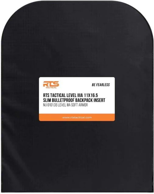 RTS Tactical Level IIIA EX770 Backpack Panel Insert Black 11 x 16.5 - Rts Tactical