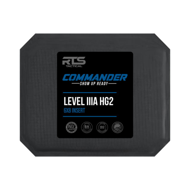 RTS Tactical Ballistic Insert Commander Level IIIA HG2 Barrday Kevlar Armor Plate Non-Curved Black 6x8ft - Rts Tactical