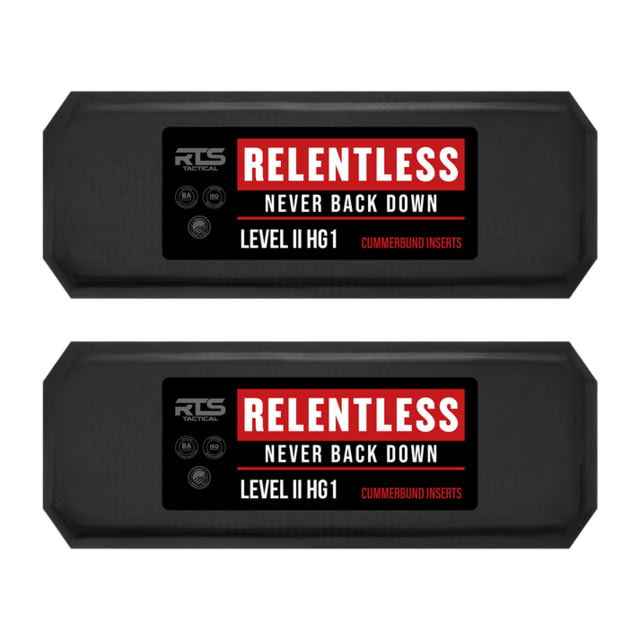 RTS Tactical Cummerbund Inserts Relentless Level II HG1 Armor Plate Black 4x20 inch - Rts Tactical