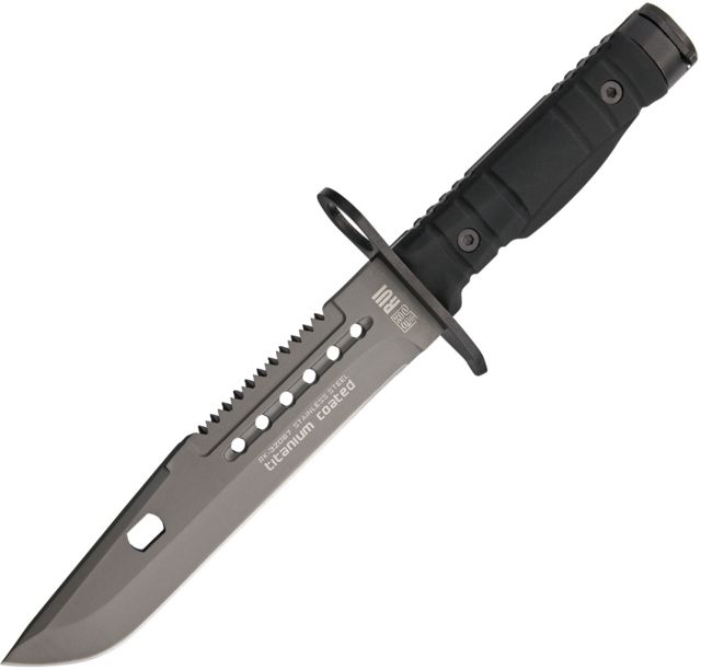 RUI Tactical Knife Fixed Blade Knife 7in Black Rubberized Handle