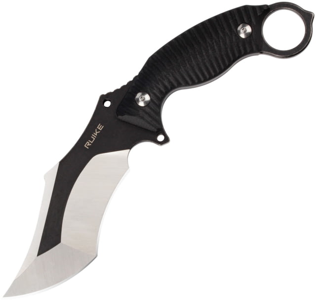 RUIKE F181 Fixed Blade Black Knife 4.5" 14C28N Sandvik stainless blade Black sculpted G10 handle - Ruike