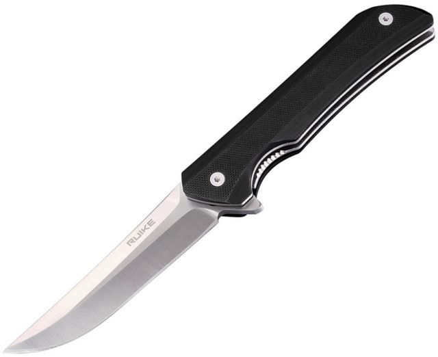 RUIKE Hussar P121 Linerlock Black Folding Knife3.75inStandard EdgeSatin Black G10 Handle - Ruike