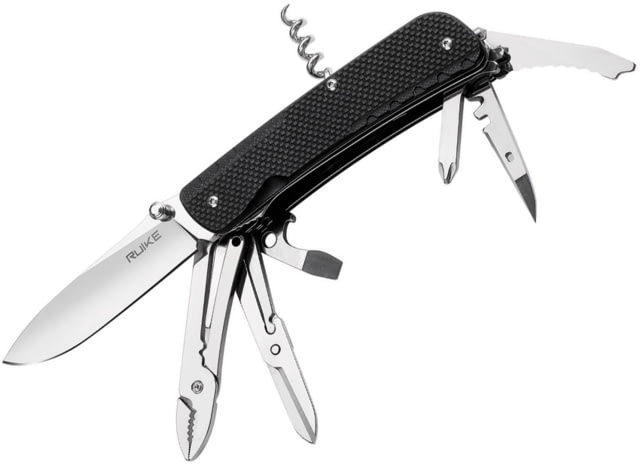 RUIKE L41 Large Multifunction Knife Multi-Tools Folding Knife 4.5in Closed Black G10 Handle Drill Facer Spoke Wrench Black - Ruike
