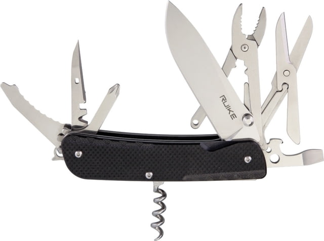 RUIKE LD41 Multifunctional Knife Multi-Tools Folding Knife 4.5in Closed 3.5in Mirror 12C27 Sandvik SS Blade Black Textured G10 Handle Thumb Stud Black - Ruike