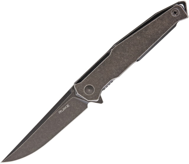 RUIKE P108 Beta Plus Folding Knife 3.5in Black Stonewash 14C28N Sandvik SS Drop Point Black Stonewash 3Cr13 SS Handle Pocket Clip Beta Plus Locking - Ruike