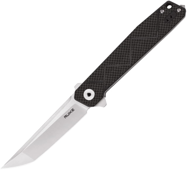 RUIKE P127 Linerlock Carbon Fiber Folding Knife 3.75" satin finish Sandvik 14C28N stainless tanto Carbon fiber handle