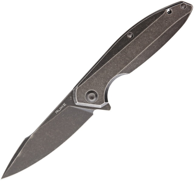 RUIKE P128 Beta Plus Folding Knife 4in Black Stonewash 14C28N Sandvik SS Drop Point Black Stonewash 3Cr13 SS Handle Pocket Clip Beta Plus Locking