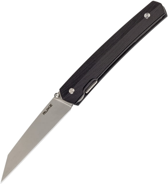 RUIKE P865 Linerlock Folding Knife 3.5in Satin 14C28N Sandvik SS Blade Black G10 Handle Thumb Stud Pocket Clip