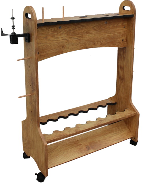 Rush Creek Creations 16-Rods Double Sides Rolling Rack with Line Spooler American Cherry