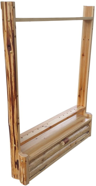 Rush Creek Creations Compound 2 Bow 12 Arrow Wall Rack w/Compartment Natural Pine Skip Peel - Rush Creek Creations