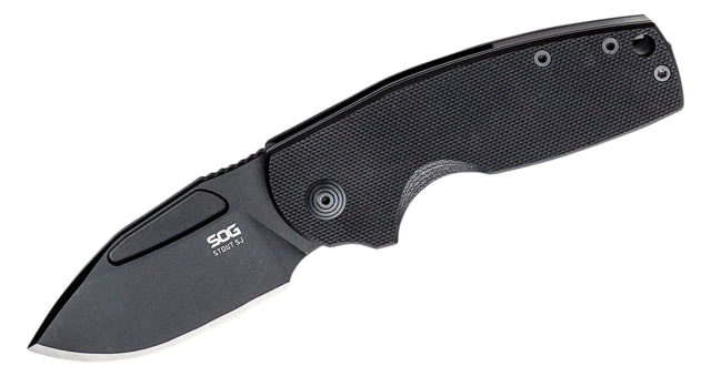 SOG Specialty Knives & Tools S.O.G  Stout SJ 2.62in Folding Clip Point Plain Stonewashed Cryo D2 Steel Blade/ Olive Drab Textured G10 - Sog Specialty Knives & Tools