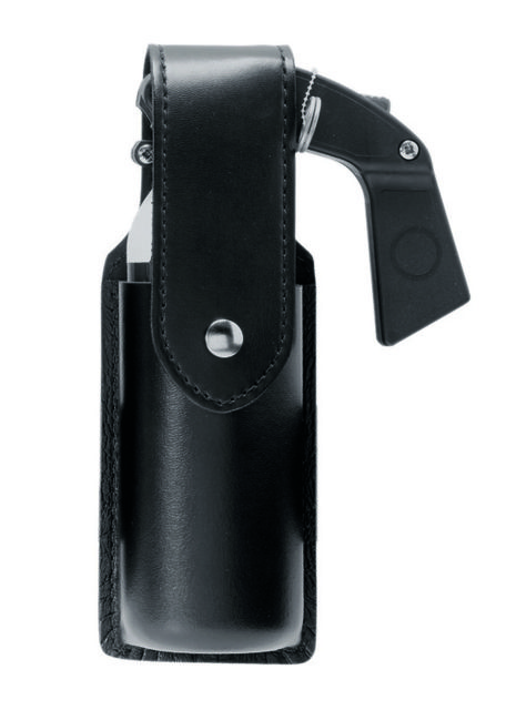 Safariland 38 Mace / Oc Holder W/ Top Flap 1.5in. X 6.5in. Dt Mk-4 3Oz; Guardian Freeze & Punch 4 Oz Basket Weave Black W/ Brass Snap Closure - Safariland
