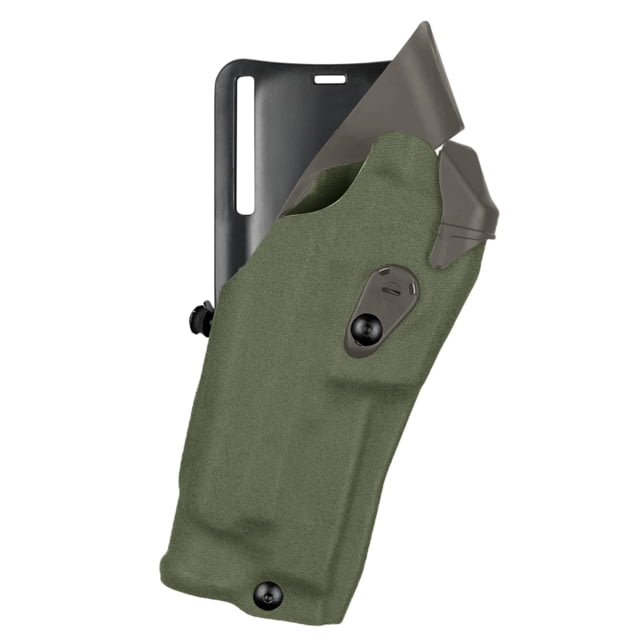 Safariland Model 6395RDS ALS OWB Duty Holster Low-Ride Level I Retention Glock 19 MOS w/ Light Right OD Green