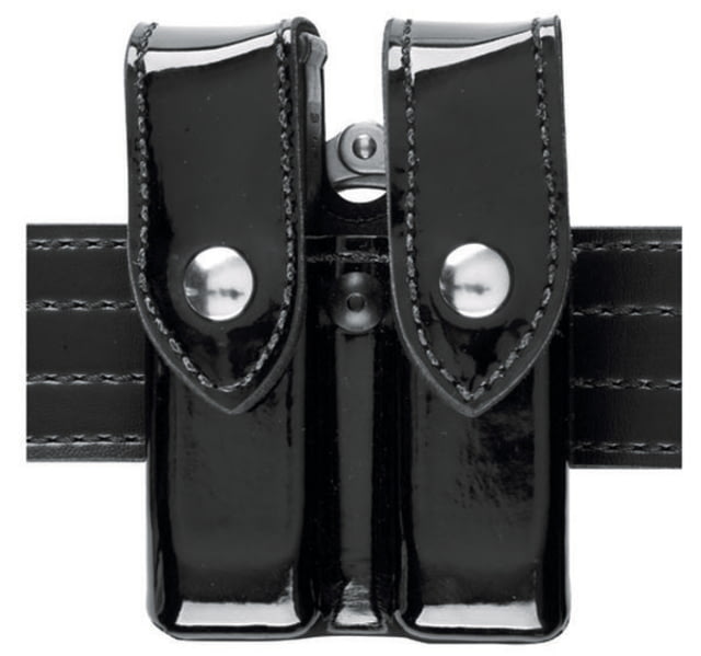 Safariland 72 Double Mag & Cuff Pouch Glock 20 10mm 4.6in. Glock 21 .45 Cal. Plain Black W/ Black Plastic Snap - Safariland