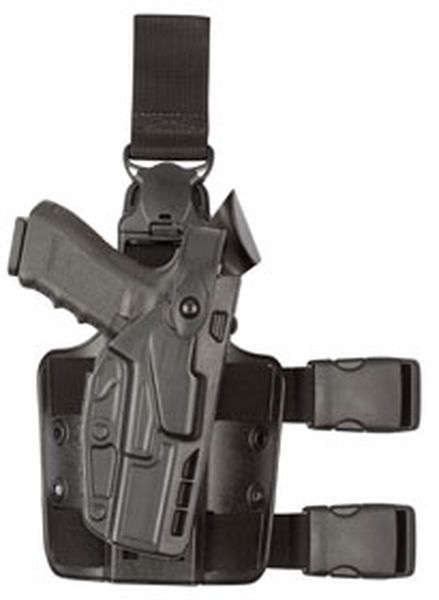 Safariland Model 7305 7TS ALS/SLS Drop-Leg Glock Holster Glock 17/Glock 22 Right Hand SafariSeven Plain Black 7305-8325-411 - Safariland