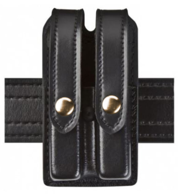 Safariland 78 Slim Double Mag Pouch Glock 19 23 H&K Usp 9mm .40 Sig P250 Plain Black W/ Brass Snap Closure 78-283-2B - Safariland