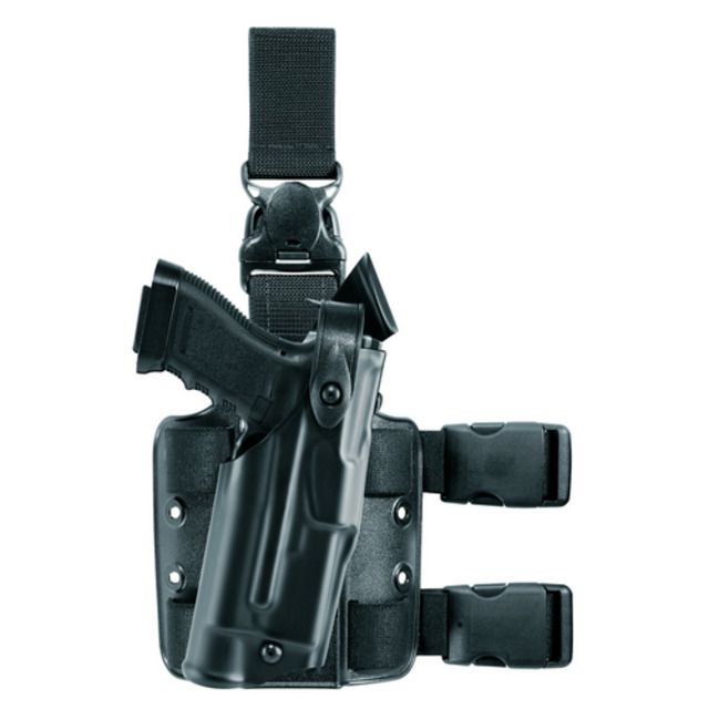 Safariland ALS Tactical Holster w/ Quick Release Leg Harness Left Hand STX Tactical Black Leg Shroud Single Strap - Safariland