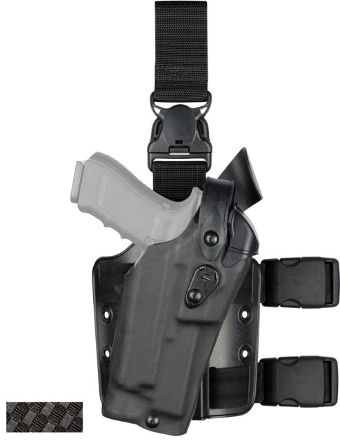 Safariland 6305 ALS/SLS Drop-Leg Glock Holster w/Quick-Release Leg Strap Glock 20/Glock 21 Right Hand STX Basket Weave Black - Safariland