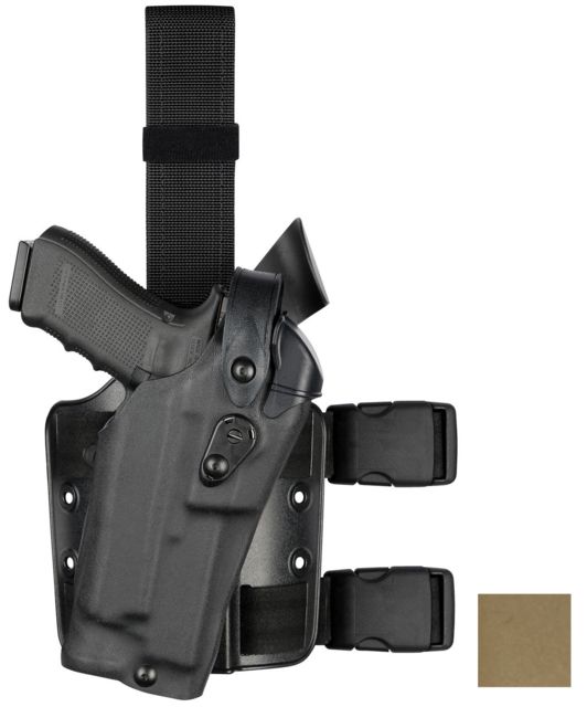 Safariland 6304RDS ALS/SLS Drop Leg Glock Holster Glock 19/Glock 23 Left Hand STX Plain FDE Brown 6304RDS-28329-552 - Safariland