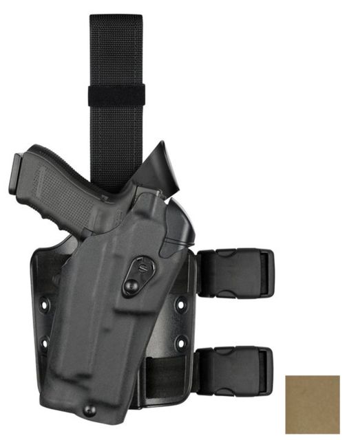 Safariland 6354RDS ALS Drop Leg Holsters S&W M&P 9mm/.40 & M&P 2.0 .40 only w/Sure Fire X300 Left Hand Plain Single Strap Drop Flex Adapter Flat Dark - Safariland