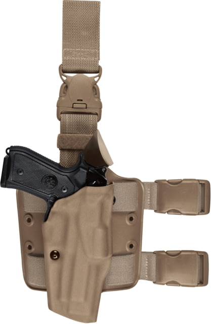 Safariland Model 6385 Als Omv Tactical Holster W/ Quick Release Leg Strap For Glock 19 W/ Light Fde Brown - Safariland