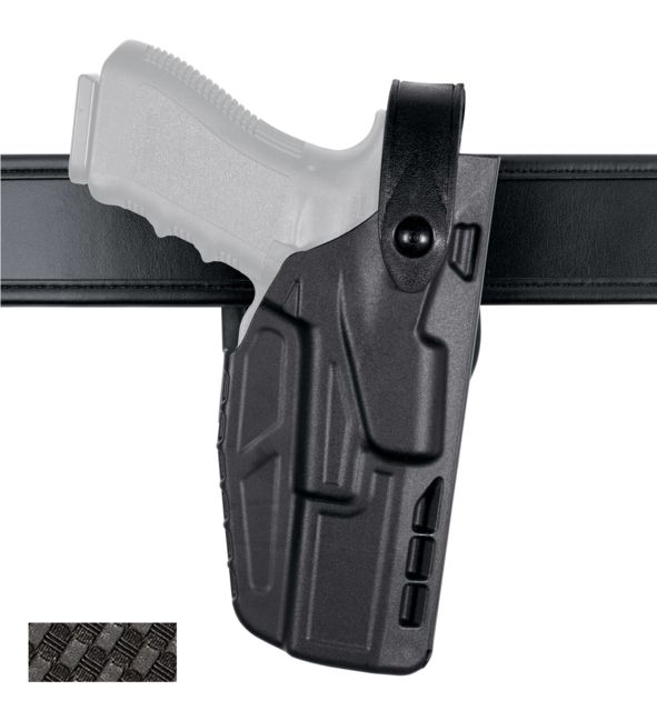 Safariland Model 7280 7TS SLS Mid-Ride Level-II Duty Glock Holster Glock 19/Glock 23/Glock 45/Glock 19X Right Hand STX Basketweave Black 7280-2835-481 - Safariland