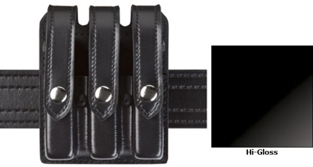 Safariland Model 777 Slim Triple Mag Pouch w/Flap Hi-Gloss Black For Glock 17 - Safariland
