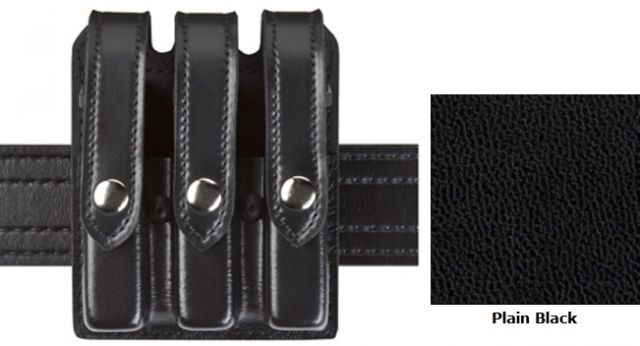 Safariland Model 777 Slim Triple Mag Pouch w/Flap Plain Black For Glock 17 - Safariland
