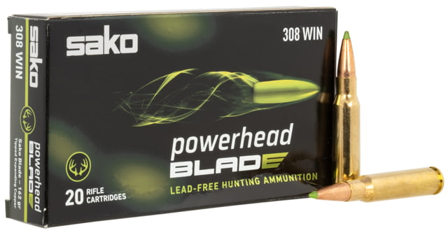 Sako PowerHead Blade .308 Winchester 162 Grain Lead-Free Tipped Expanding Copper Rifle Ammo 20 Rounds o PowerHead Blade .308 Winchester 162 Grain Lead-Free Tipped Expanding Copper Rifle 20 Rounds Ammo
