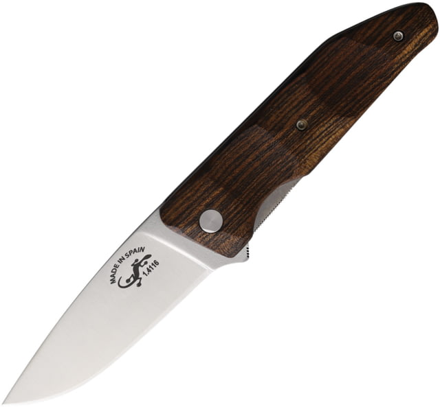 Salamandra Bocote Folding Knife 4.25in Closed 3.25in Satin 1.4116 Stainless Steel Blade Sculpted Bocote Wood Handle 190 051 - Salamandra