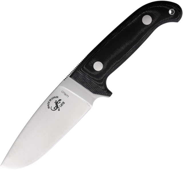 Salamandra Uro Fixed Blade Knife 10.25in Overall 5in Satin 1.4116 Stainless Steel Blade Black Canvas Micarta Handle Black Leather Belt Sheath 242 221 - Salamandra