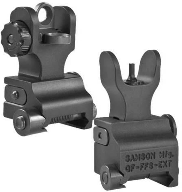 Samson Aluminum Top Mounted Deployable Front and Rear Sight AR-15 A2 Extended Height Front Black QF-EXT-A2-A2 PKG - Samson Manufacturing