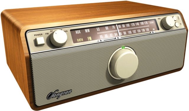Sangean AM/FM Analog w/ AUX-In Bass & Treble Control 2.1 Channel System Walnut - Sangean