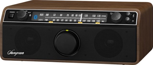 Sangean AM/FM Analog w/ Bluetooth Wireless/AUX-In Bass & Treble Control Dark Walnut - Sangean
