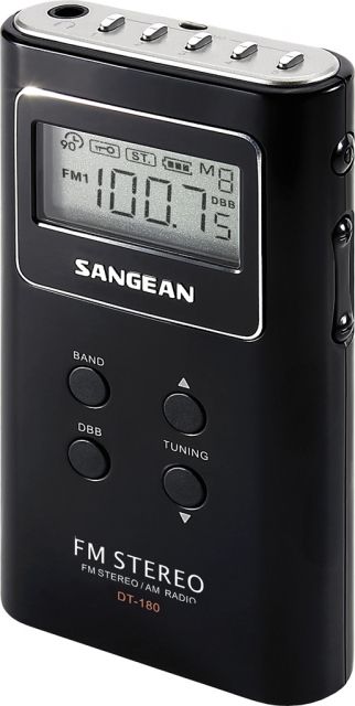 Sangean AM/FM Stereo Digital Tuning Pocket Radio Black DT-180 - Sangean
