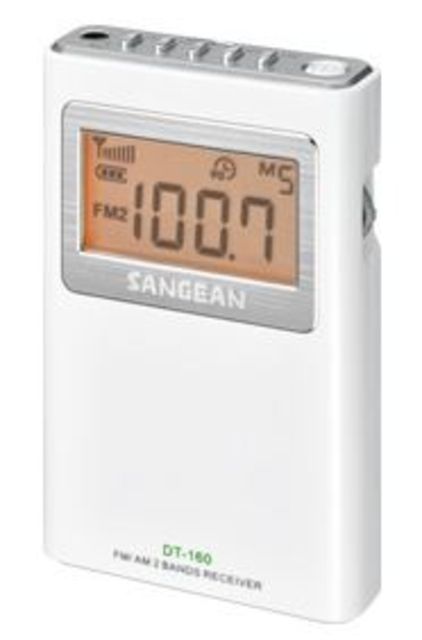 Sangean FM Stereo/AM Pocket Radio White Small - Sangean