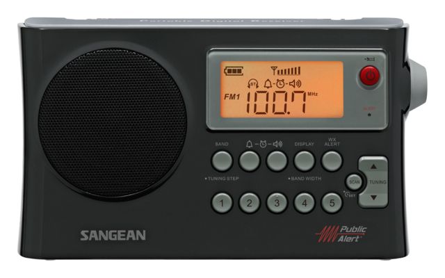 Sangean  - AM/FM Weather Alert Radio for all NOAA Weather Channels Black - Sangean