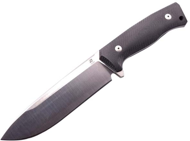 Saturn Knives Titano Black Fixed Blade Knife 11.13in Overall 6in Satin Finish Sleipner Tool Steel Drop Point Blade Black G10 Handle Leather Sheath - Saturn Knives