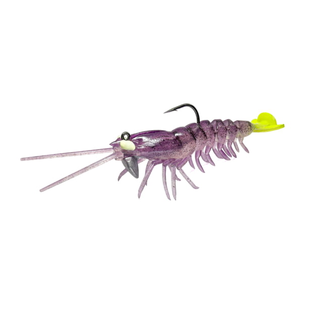 Savage Gear Manic Shrimp RTF V2 Soft Bait Pack of 2 4.25in 3/4oz Purple Chartreuse